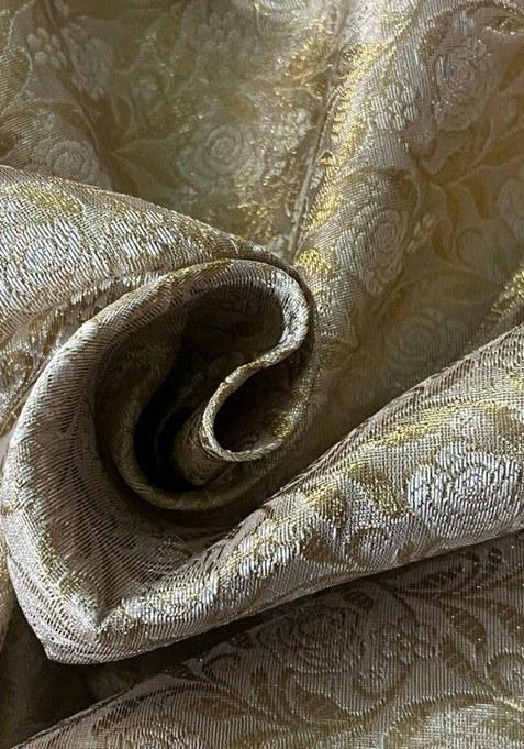 Girls Beige Brocade Dress