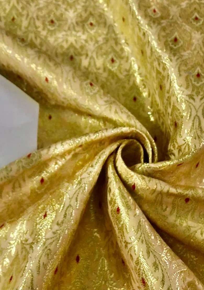 Girls Green Brocade Dress - Indya