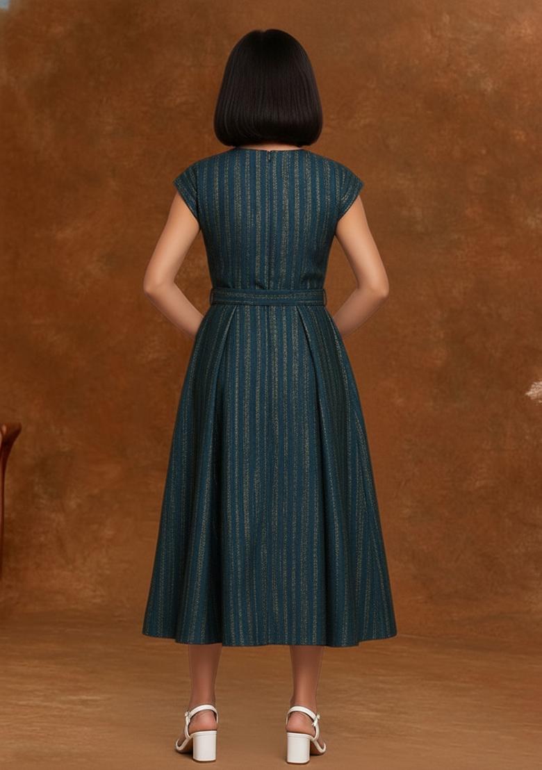 Girls Blue Brocade Dress