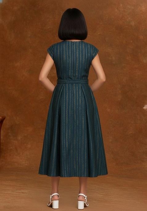 Girls Blue Brocade Dress