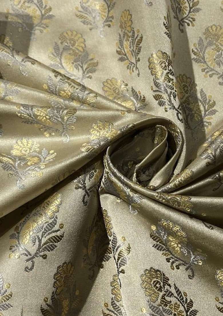 Girls Beige Brocade Dress - Indya