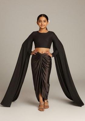 Girls Brown Sequin Knit Fusion Set