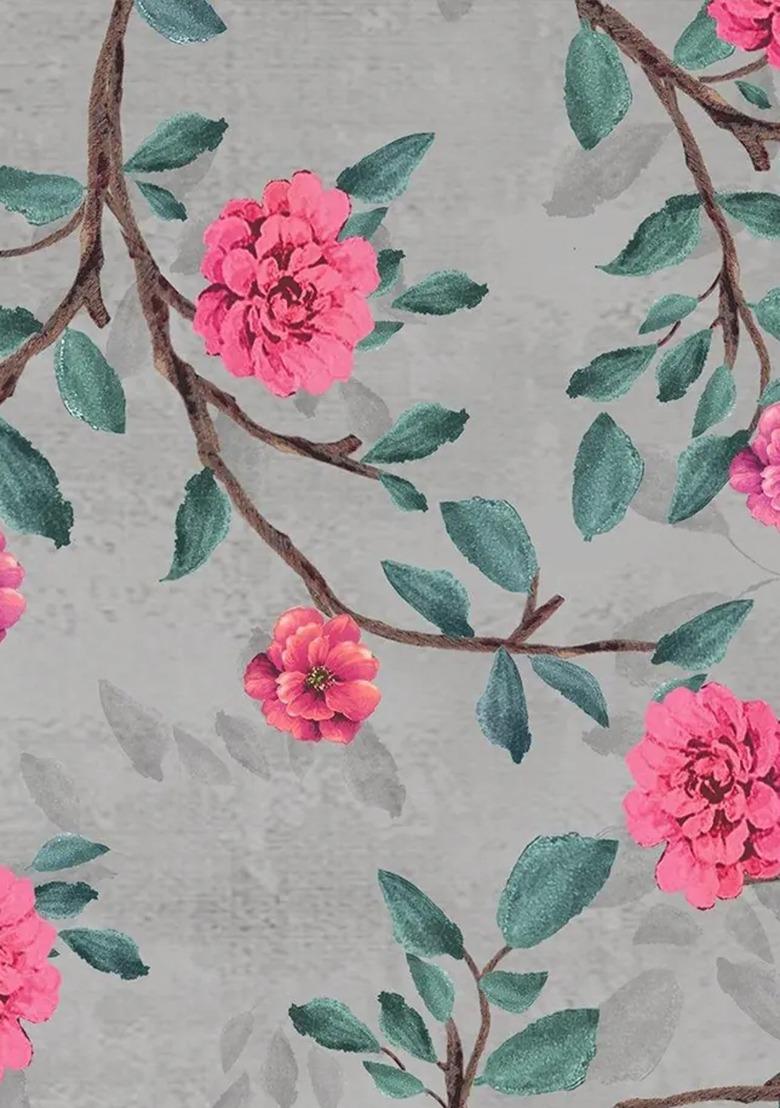 Girls Grey Floral Print Chiffon Fusion Set - Indya