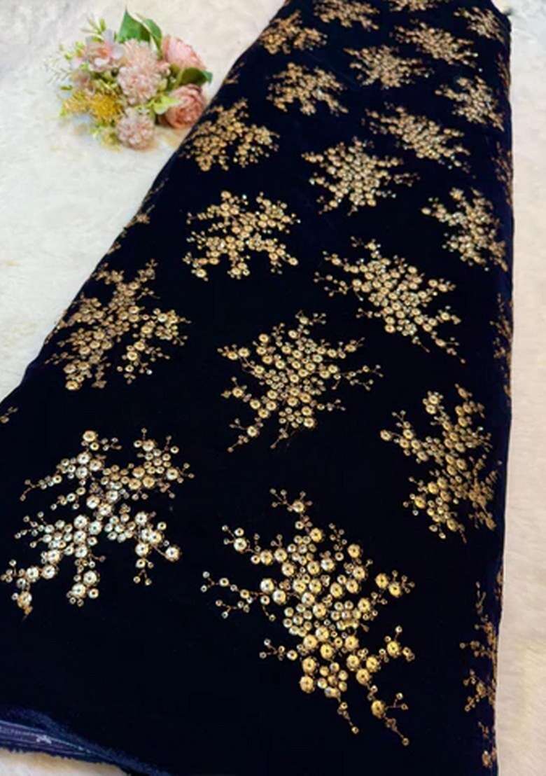 Girls Navy Blue Sequin Crepe Fusion Set - Indya