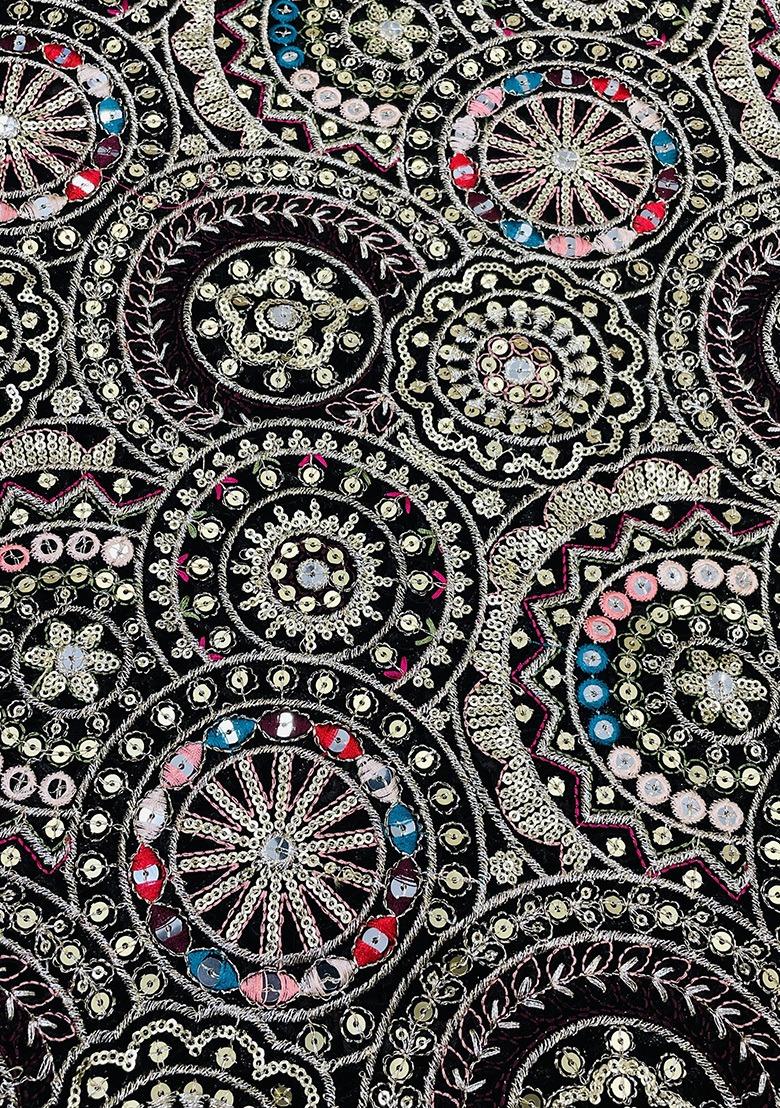 Girls Black Sequin Crepe Fusion Set - Indya