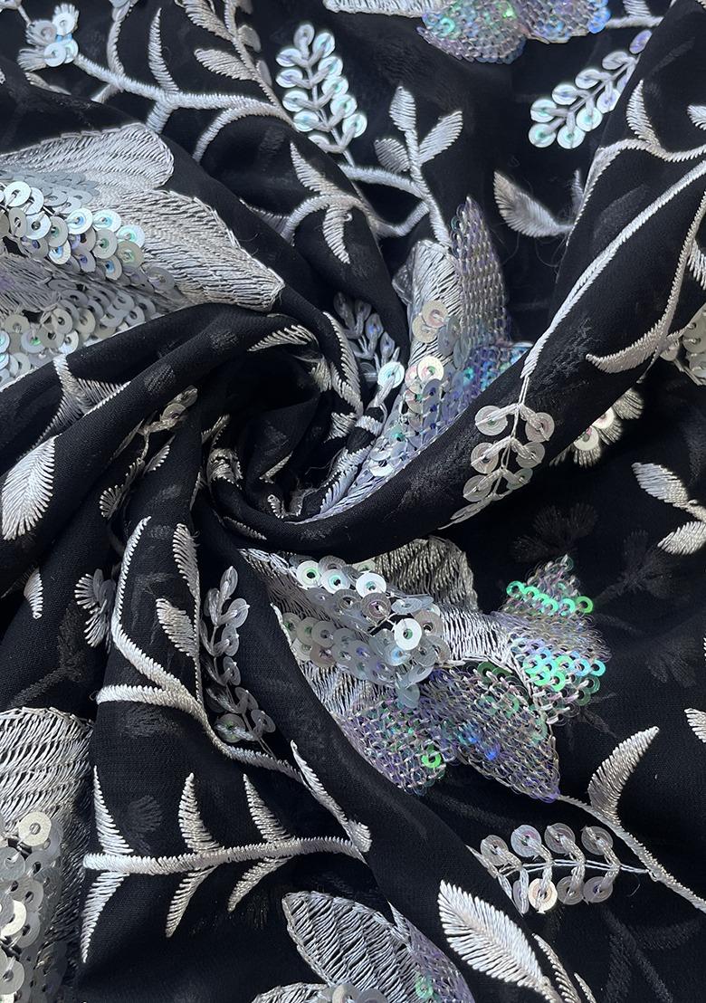 Girls Black Sequin Crepe Fusion Set - Indya