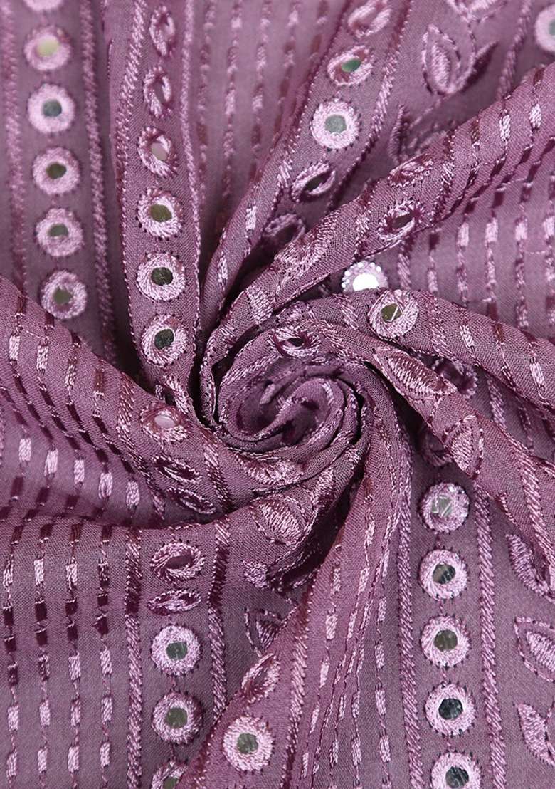 Girls Purple Embroidered Crepe Fusion Set - Indya