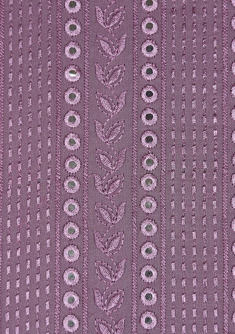 Girls Purple Embroidered Crepe Fusion Set - Indya