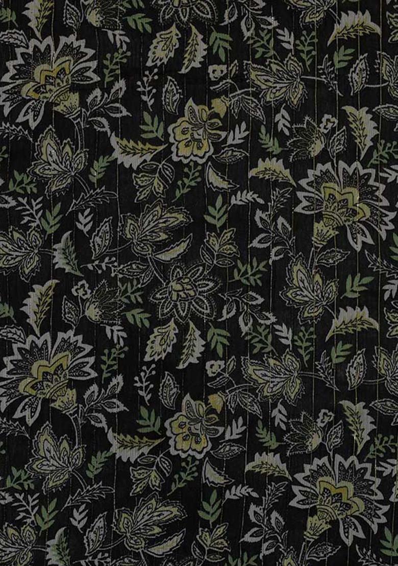 Girls Black Floral Print Chiffon Fusion Set - Indya