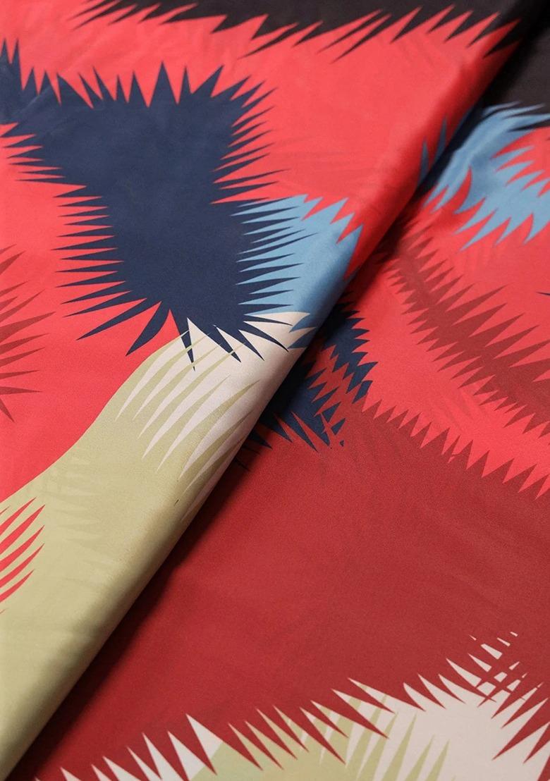 Girls Maroon Abstract Print Crepe Fusion Set - Indya