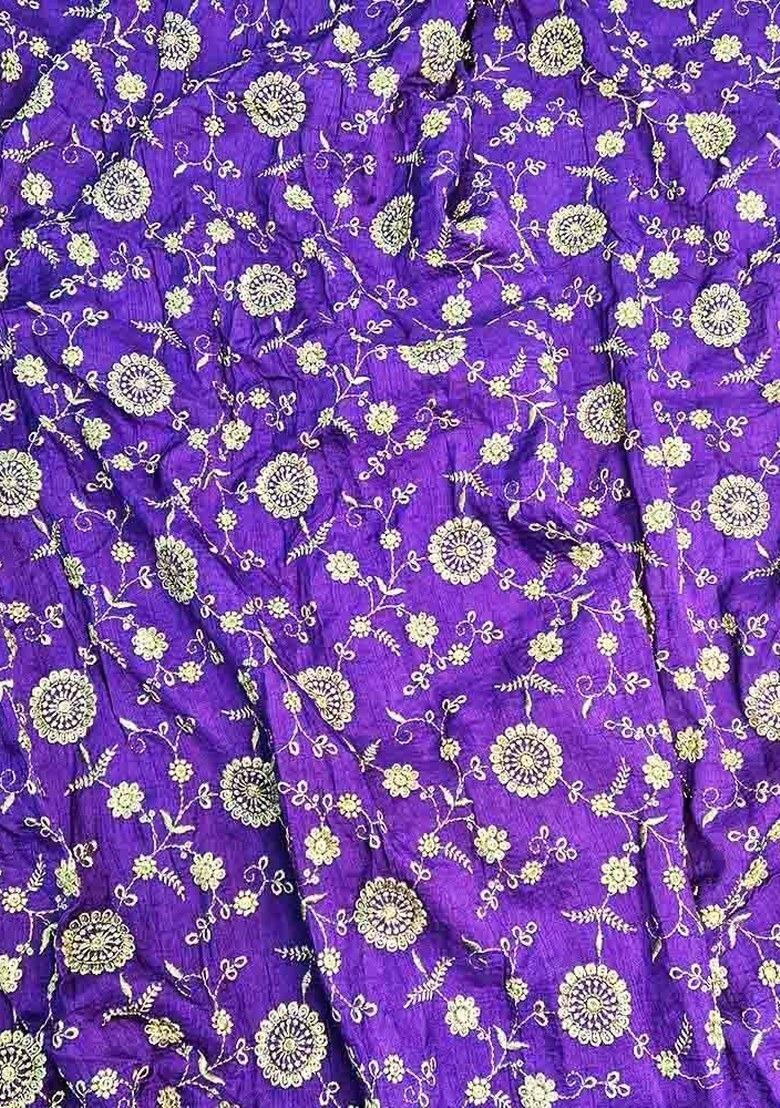 Girls Purple Embroidered Silk Fusion Set - Indya