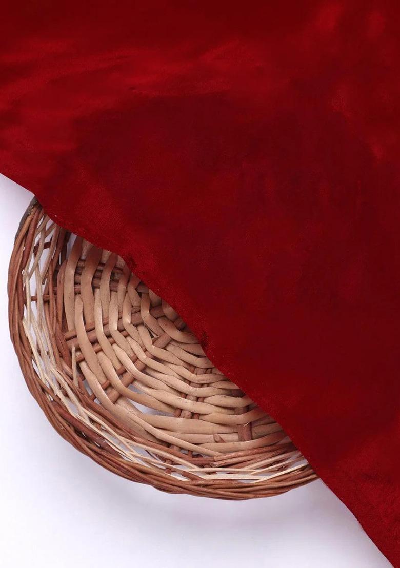 Girls Maroon Solid Crepe Fusion Set - Indya