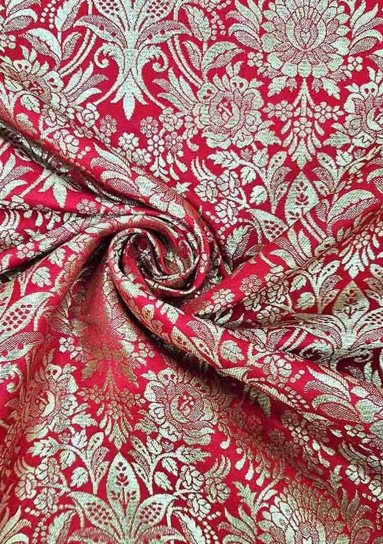 Girls Red Brocade Fusion Set - Indya