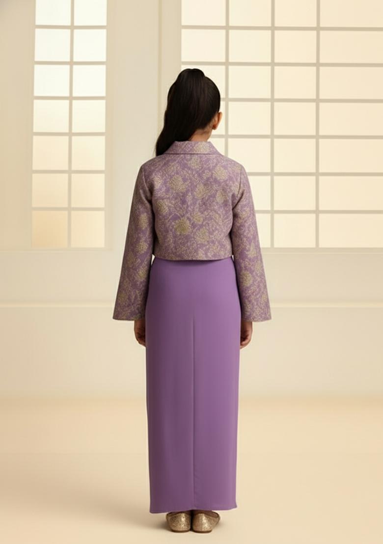 Girls Lilac Brocade Fusion Set - Indya