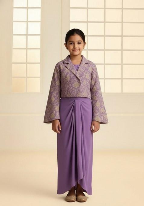 Girls Lilac Brocade Fusion Set