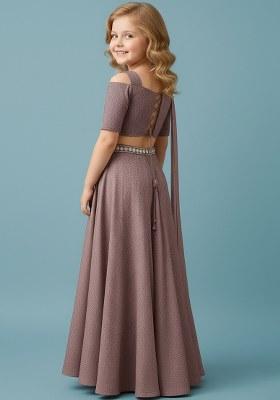 Girls Lavender Abstract Print Rayon Fusion Set