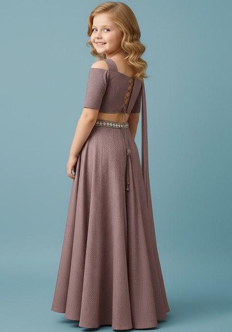 Girls Lavender Abstract Print Rayon Fusion Set