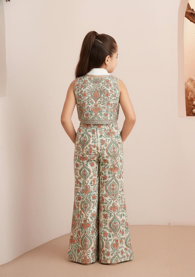 Girls Multicolor Floral Print Rayon Fusion Set - Indya