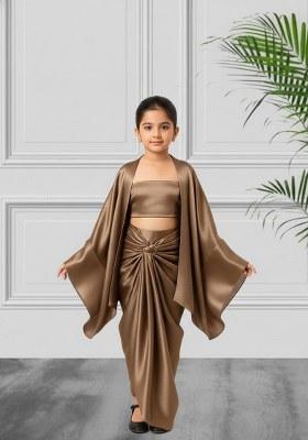 Girls Brown Solid Tissue Fusion Set