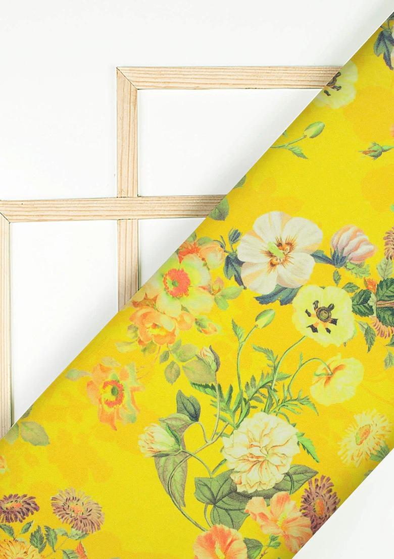 Girls Yellow Floral Print Georgette Fusion Set - Indya