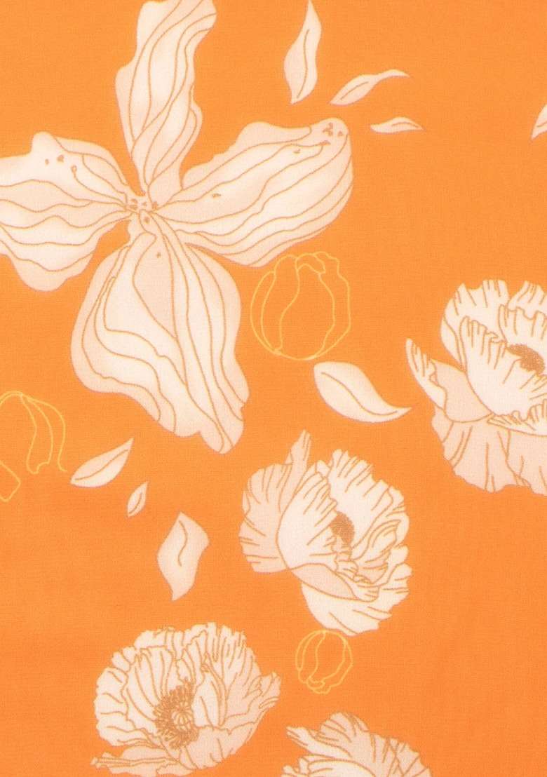 Girls Orange Floral Print Georgette Fusion Set - Indya
