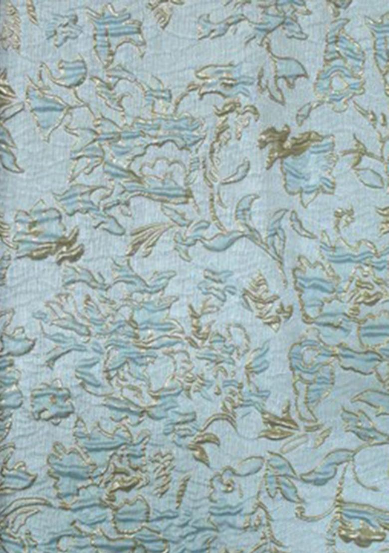 Girls Blue Embroidered Jacquard Fusion Set - Indya