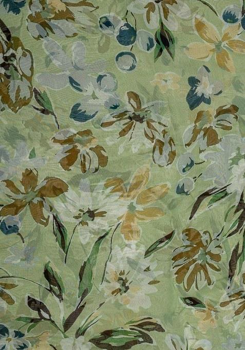 Girls Light Green Floral Print Tissue Lehenga Set