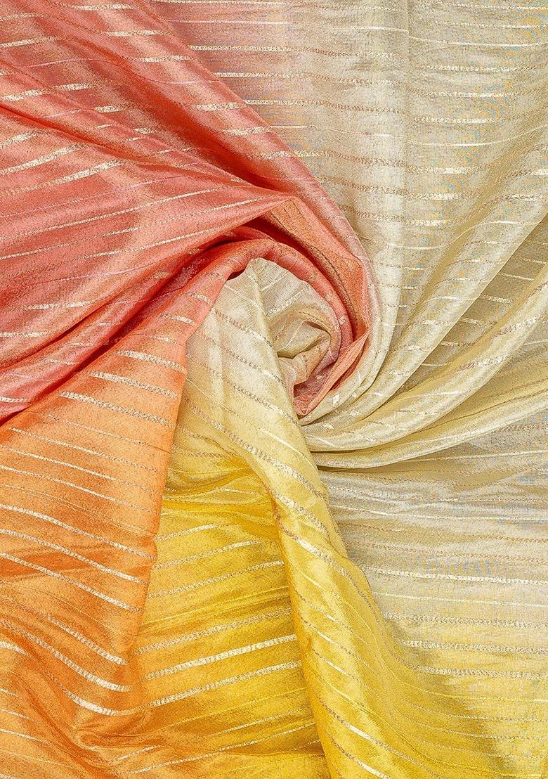 Girls Multicolor Textured Tissue Lehenga Set