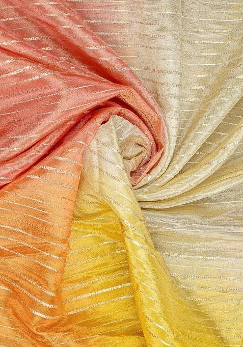 Girls Multicolor Textured Tissue Lehenga Set