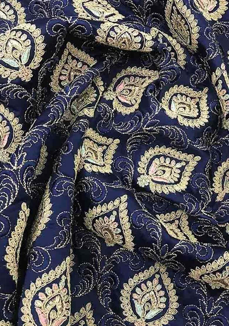 Girls Blue Embroidered Silk Fusion Set - Indya