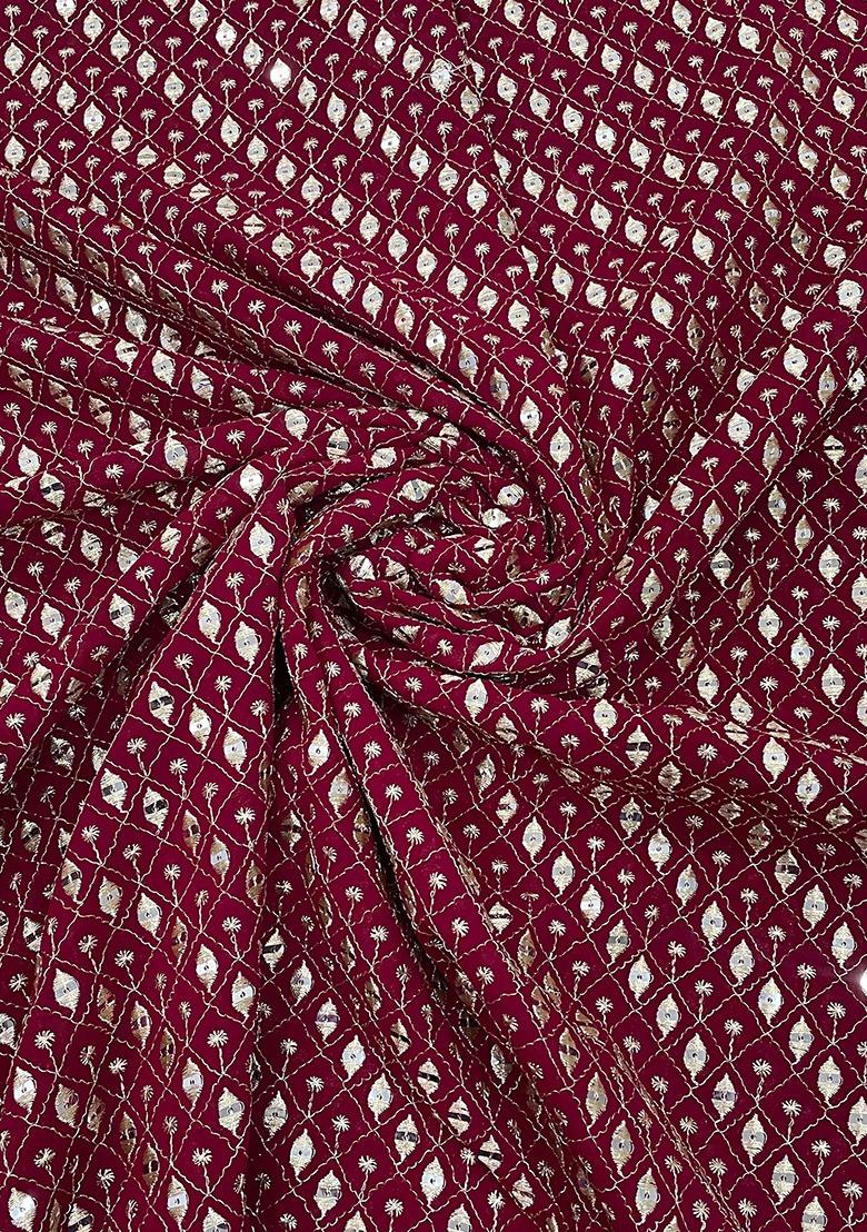 Girls Maroon Sequin Georgette Fusion Set - Indya