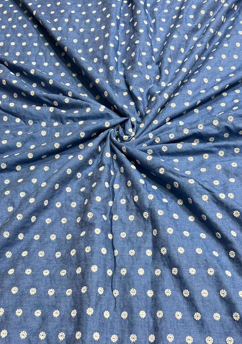 Girls Light Blue Embroidered Denim Co-Ord Set - Indya