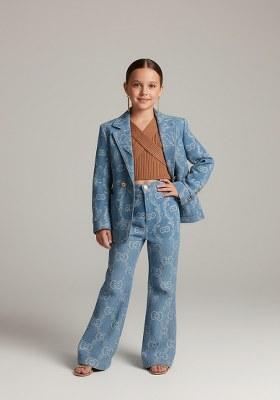 Girls Blue Jacquard Denim Co-Ord Set