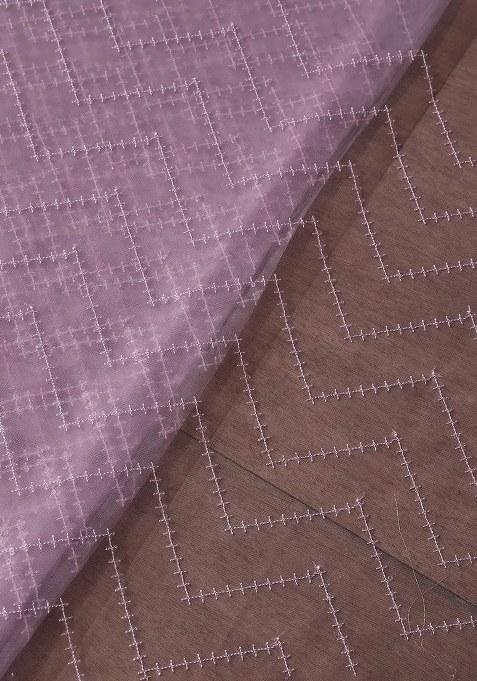 Girls Purple Embroidered Net Sharara Set