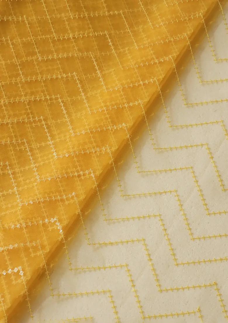 Girls Yellow Embroidered Net Sharara Set - Indya