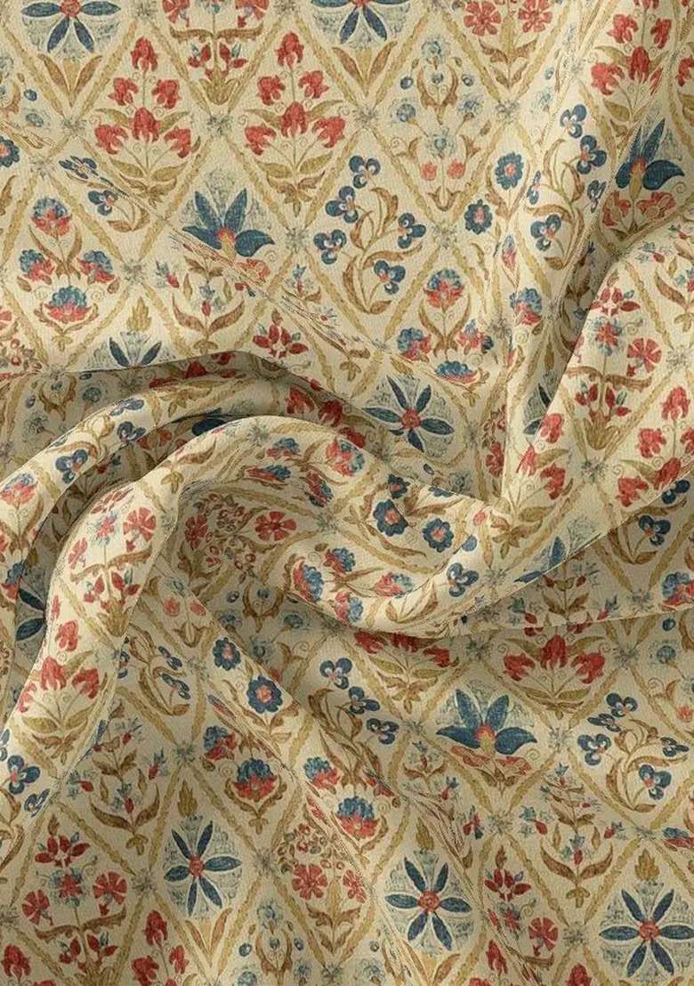 Girls Beige Floral Print Chiffon Sharara Set - Indya