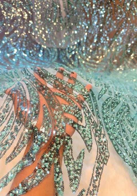 Girls Aqua Blue Embellished Net Sharara Set