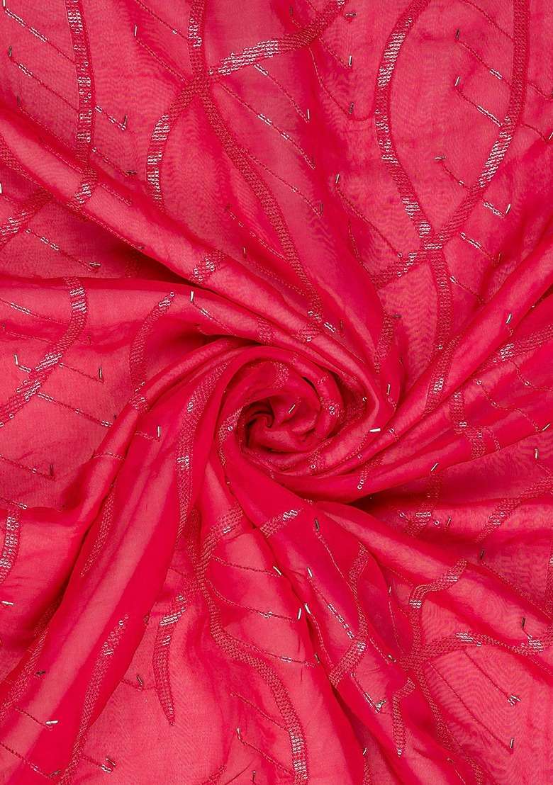 Girls Pink Sequin Organza Sharara Set - Indya