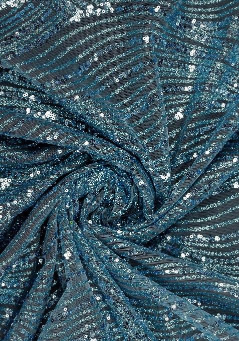 Girls Teal Blue Embroidered Georgette Sharara Set