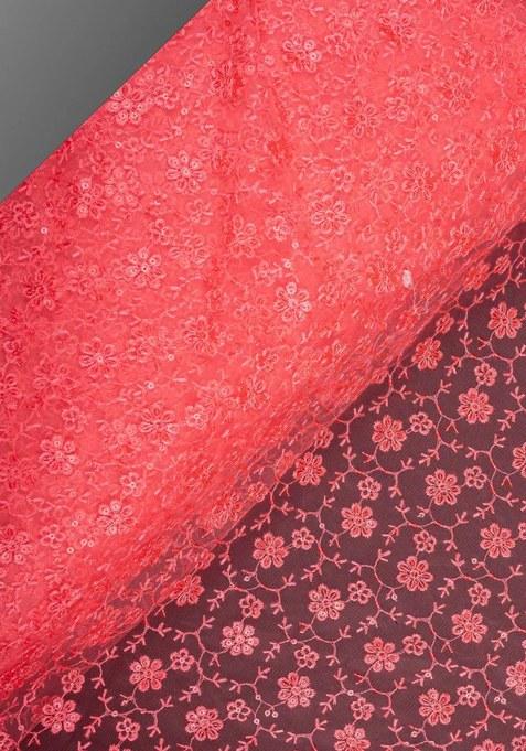 Girls Red Embroidered Georgette Sharara Set