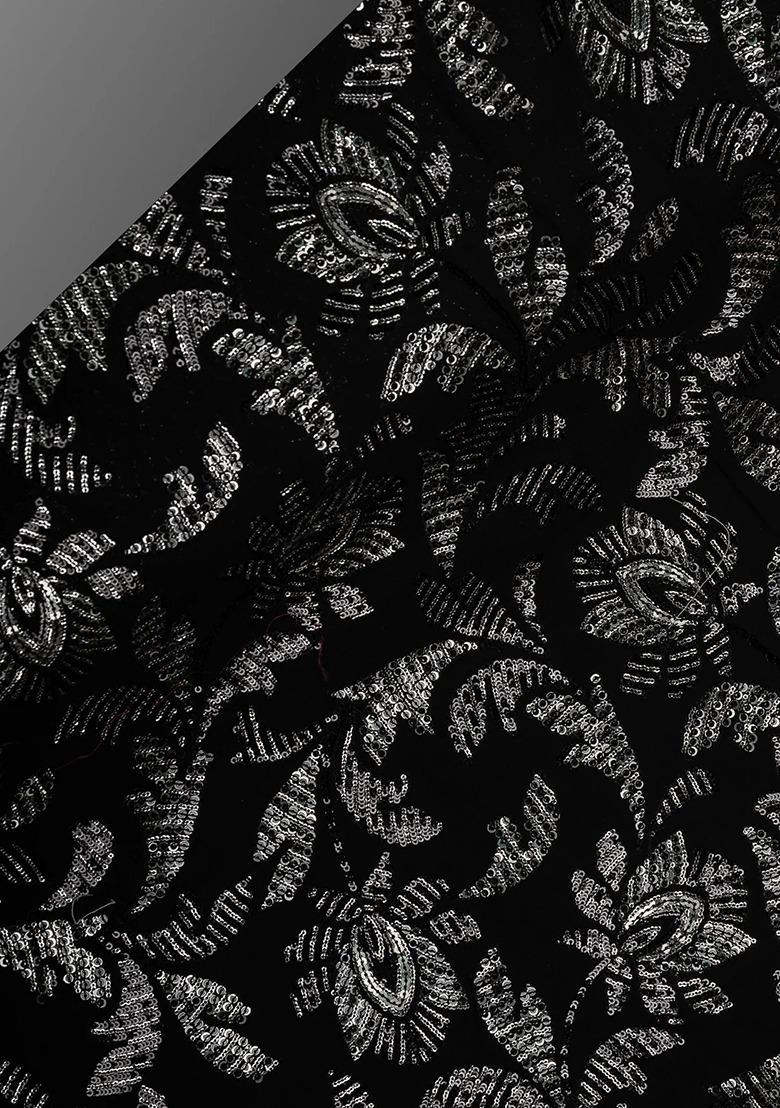 Girls Black Embroidered Georgette Sharara Set - Indya