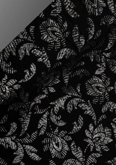 Girls Black Embroidered Georgette Sharara Set