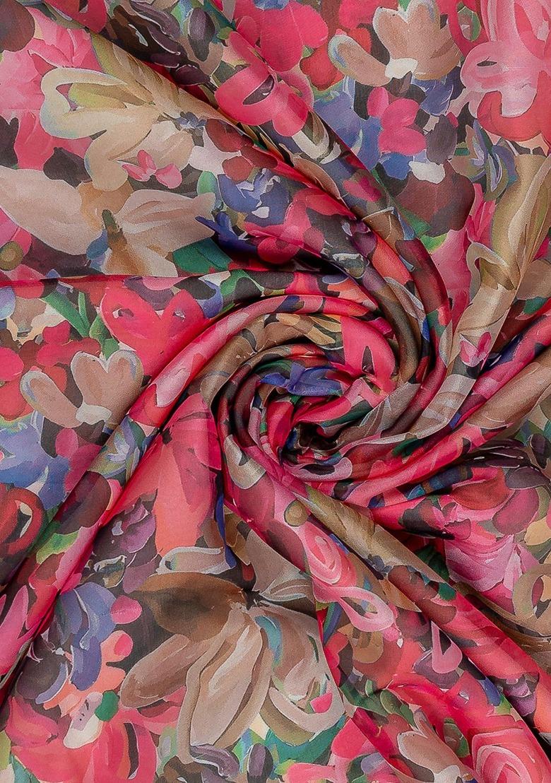 Girls Multicolor Floral Print Organza Anarkali Set