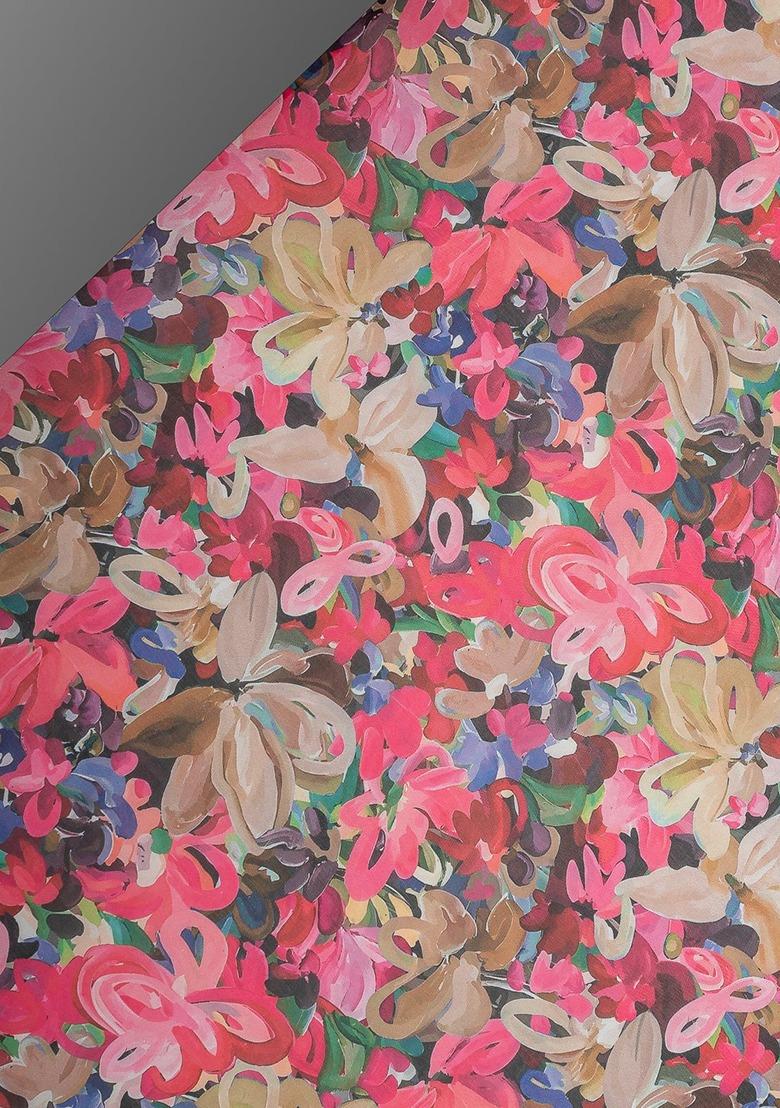 Girls Multicolor Floral Print Organza Anarkali Set