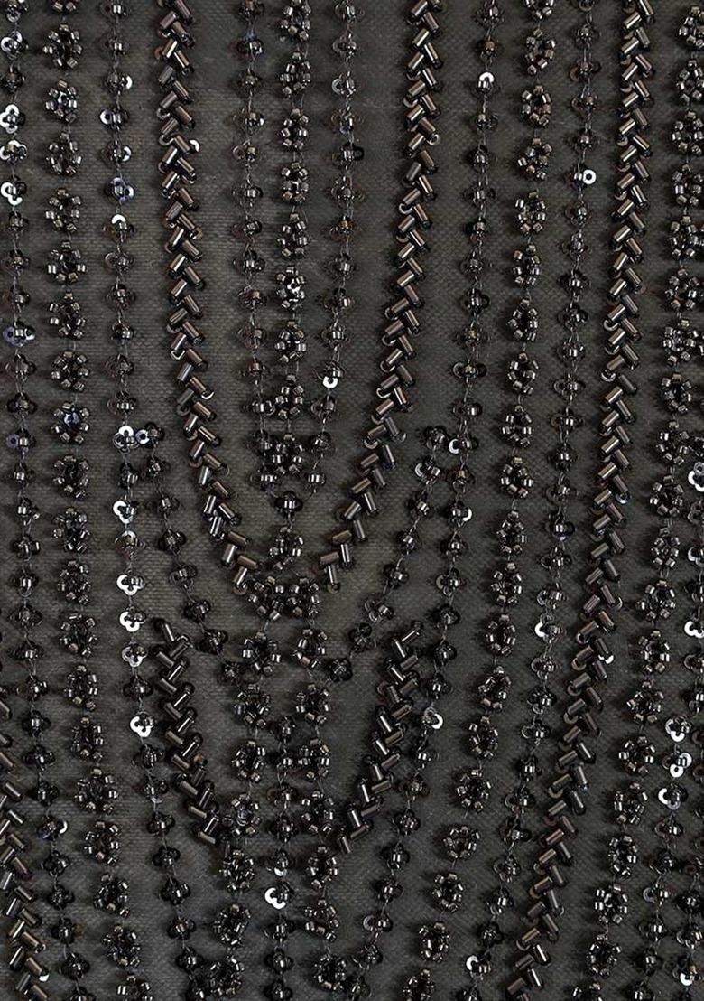 Girls Grey Embroidered Net Sharara Set - Indya