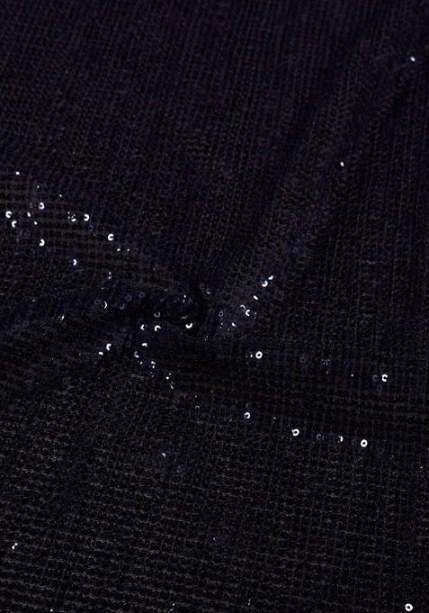 Girls Black Sequin Net Sharara Set