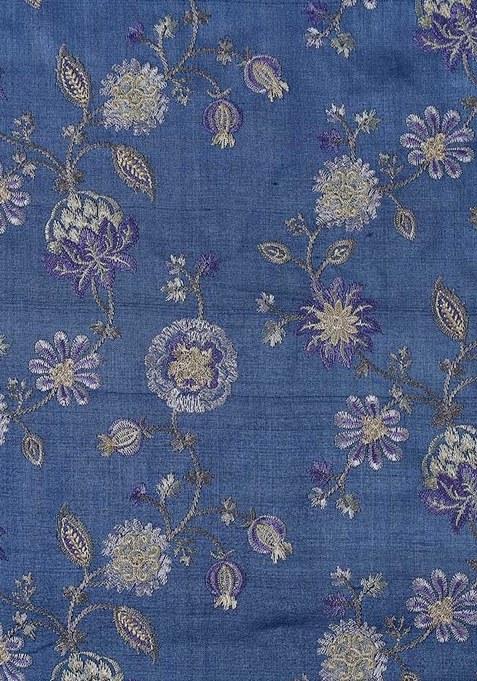 Girls Blue Embroidered Tussar Sharara Set