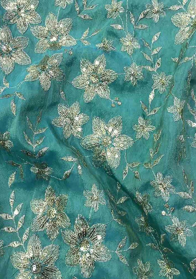 Girls Blue Embroidered Georgette Sharara Set - Indya