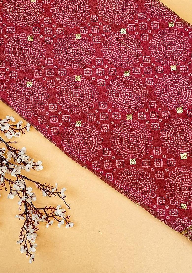 Girls Red Sequin Tissue Kurta Set - Indya