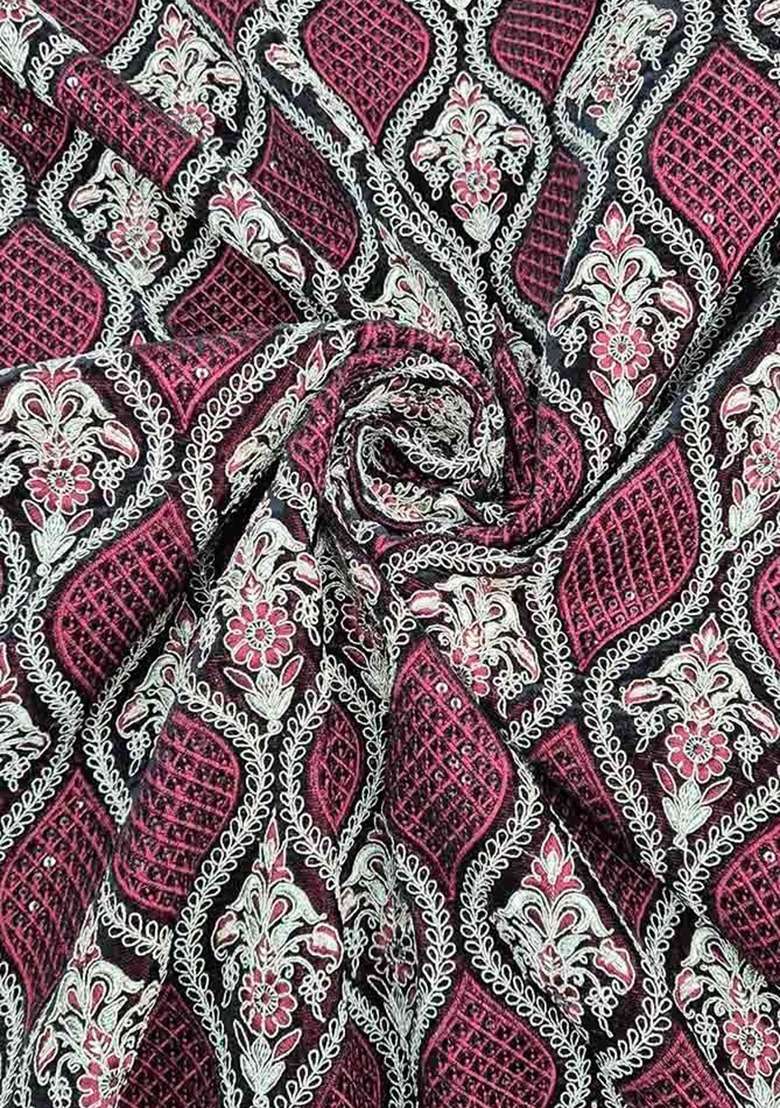 Girls Maroon Embroidered Velvet Sharara Set - Indya